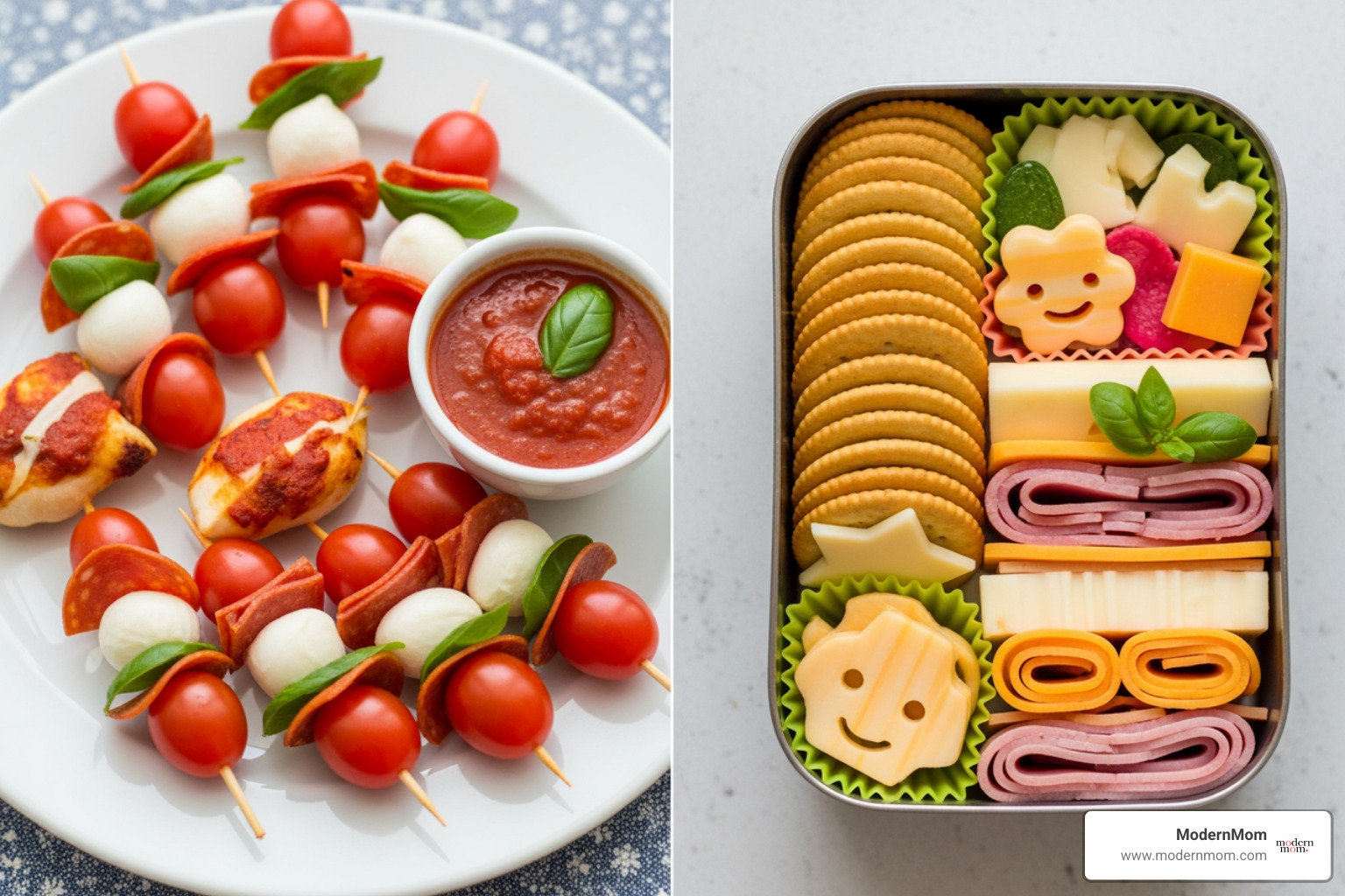 creative pizza skewers or DIY Lunchable - Lunchbox ideas healthy