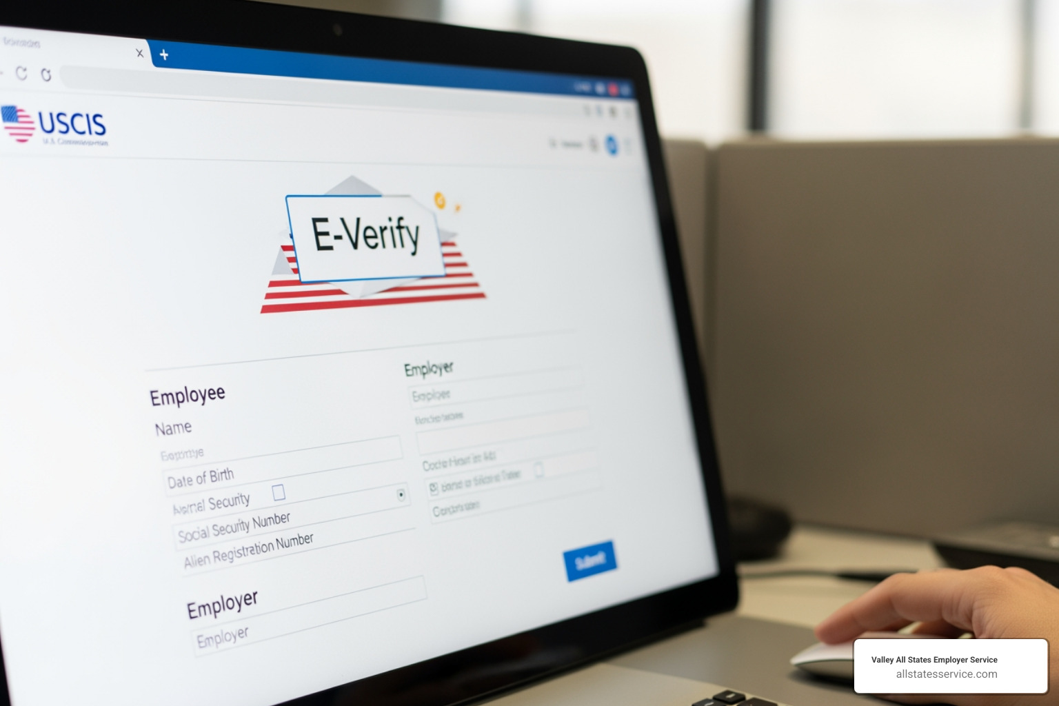 Map of the US highlighting states with E-Verify mandates - e verification uscis