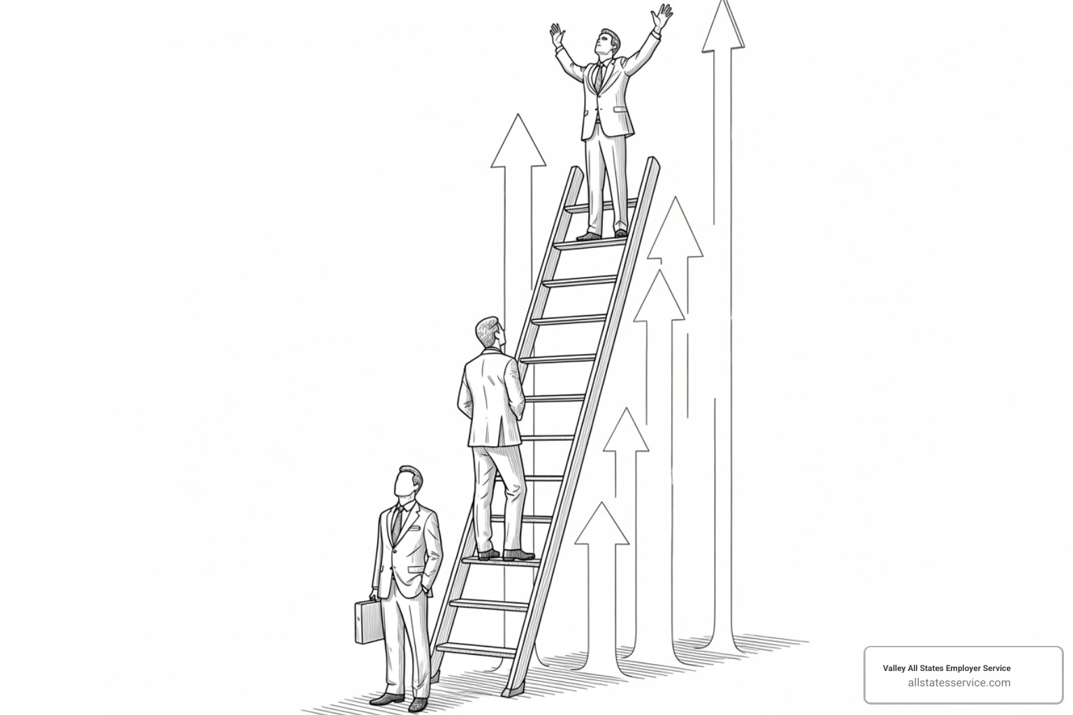 Image of a career ladder showing HR Assistant at the bottom, HR Administrator in the middle, and HR Generalist higher up, with arrows indicating progression - HR administrative support