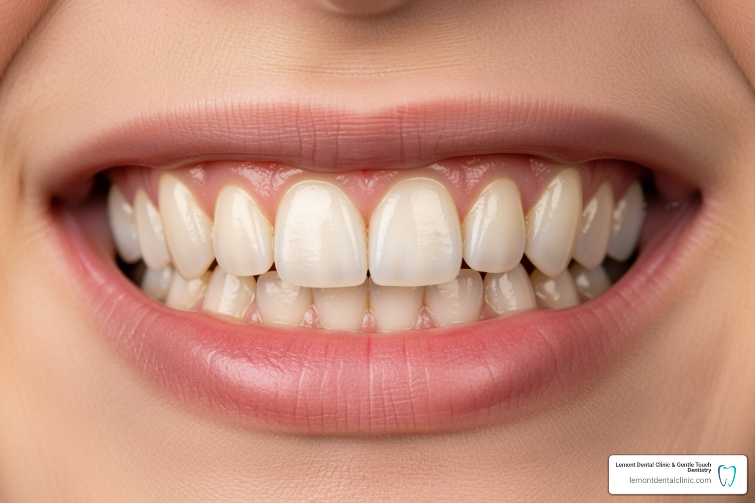 close-up of natural-looking porcelain veneers - Dental veneer options