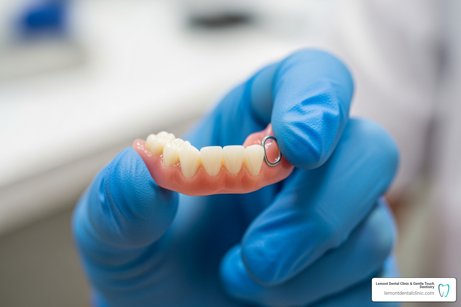 front tooth partial denture held in hand - Dentures for front teeth