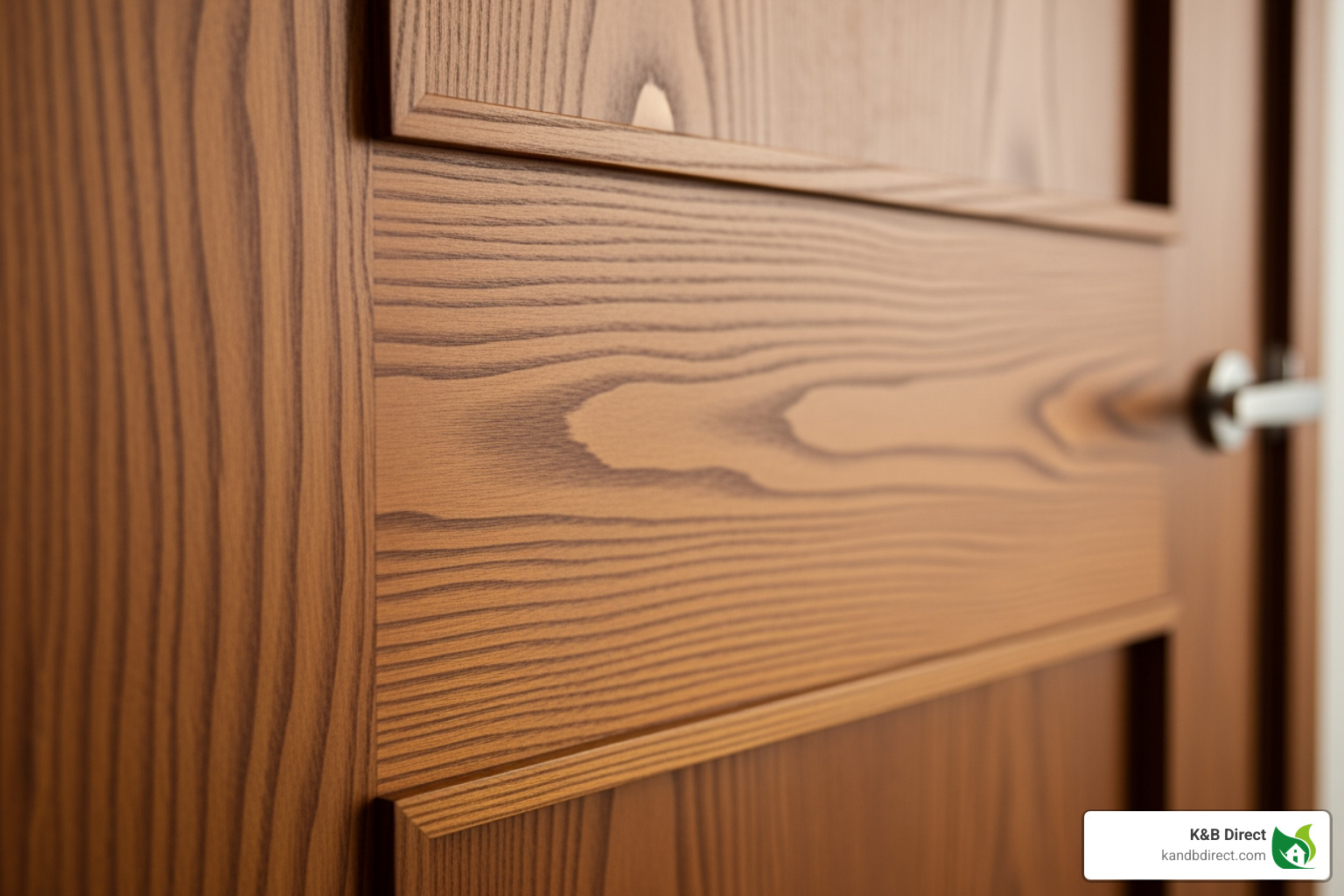 close up of wood grain on a mid-century modern door - Mid-century modern door