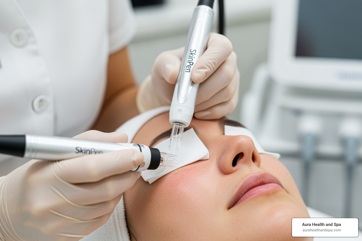 person receiving microneedling treatment with SkinPen - full face microneedling