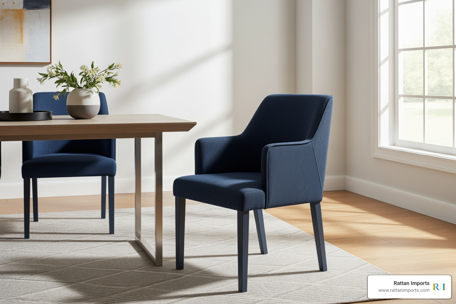 navy blue dining arm chair