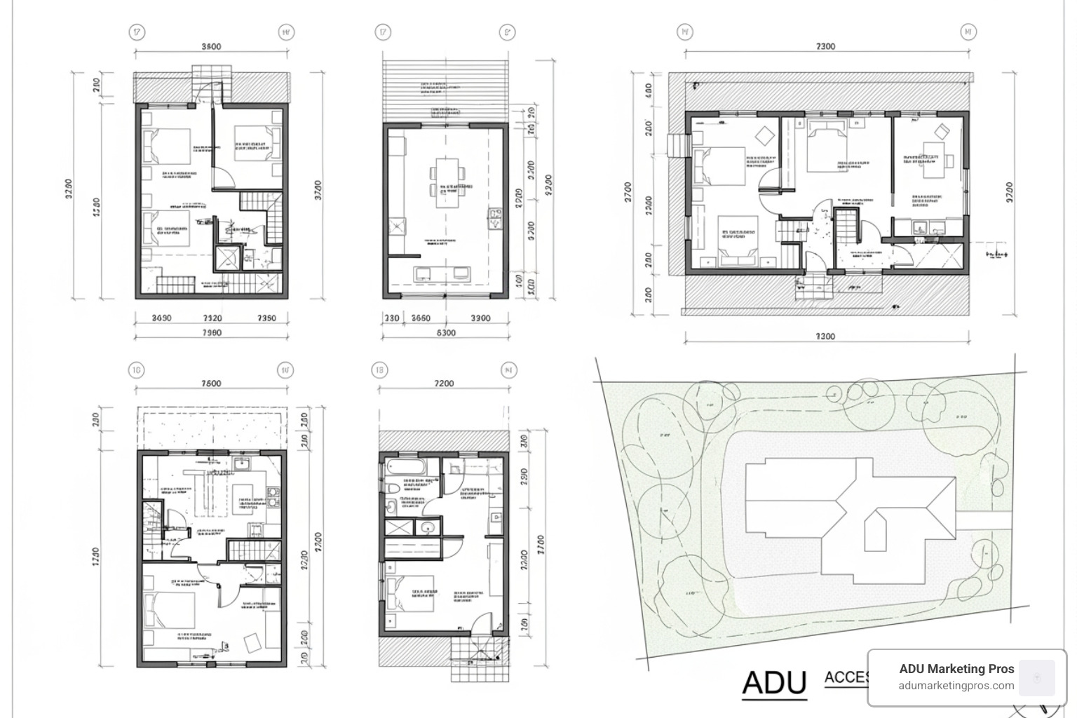 Clear architectural blueprint for an ADU with callouts for height, size, and setbacks - baldwin park adu requirements