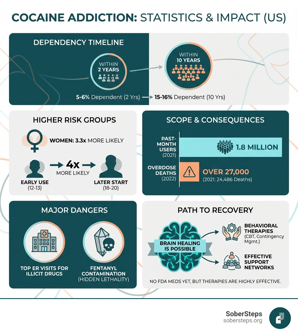 Cocaine Addiction Statistics and Impact in the United States - Cocaine Addiction infographic Cocaine Addiction Statistics and Impact in the United States - Cocaine Addiction infographic