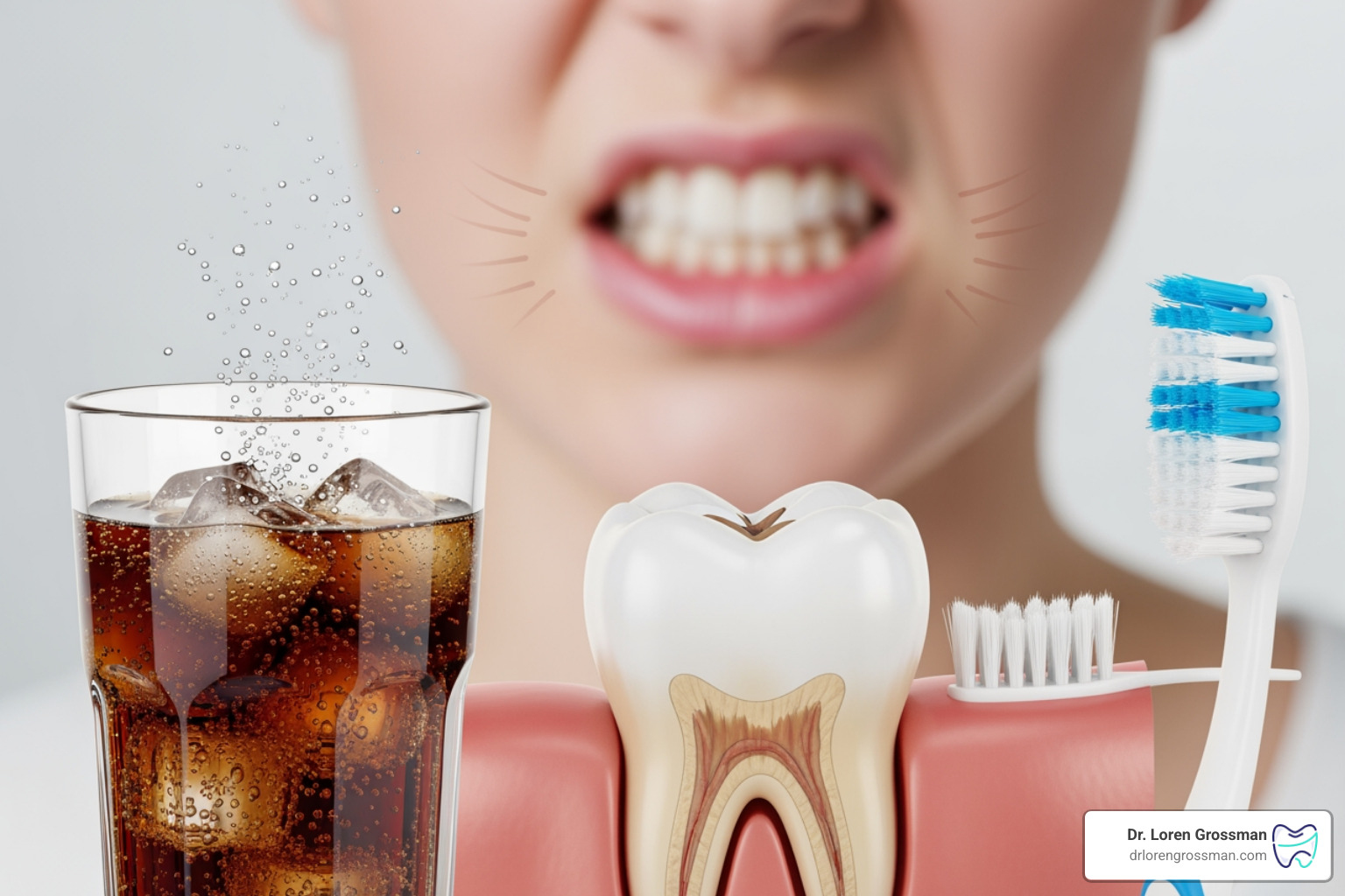 various causes of tooth sensitivity like a person grinding teeth or acidic drinks next to a tooth - cold air hurts tooth various causes of tooth sensitivity like a person grinding teeth or acidic drinks next to a tooth - cold air hurts tooth