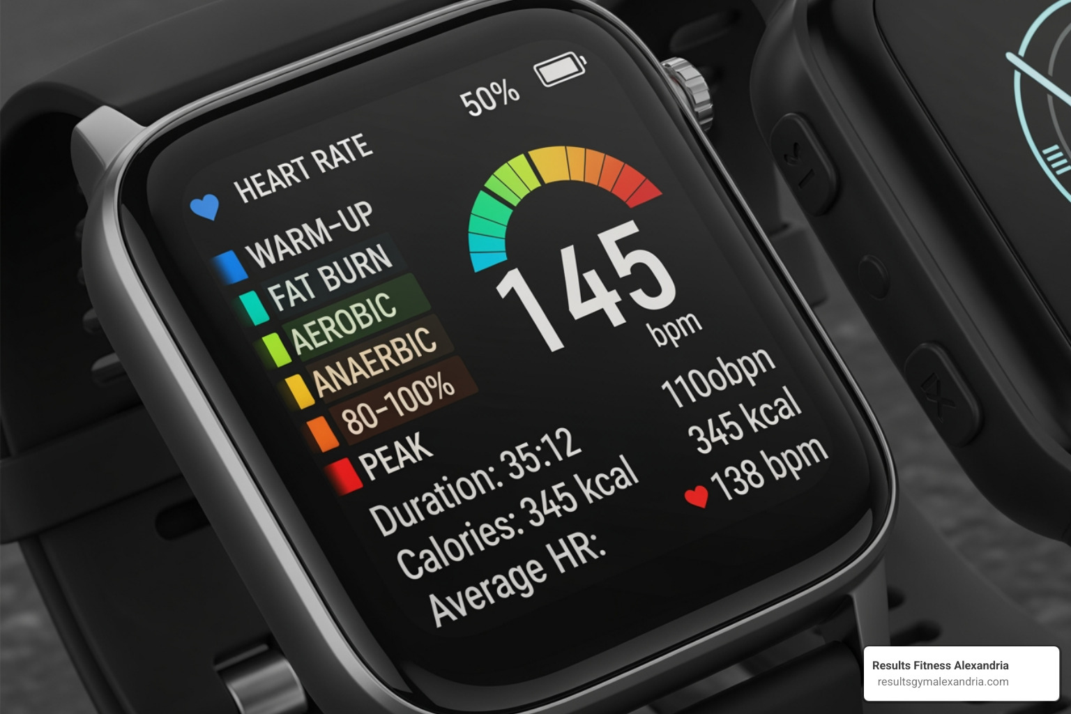 Heart rate monitor showing different training zones - Advanced cardio training