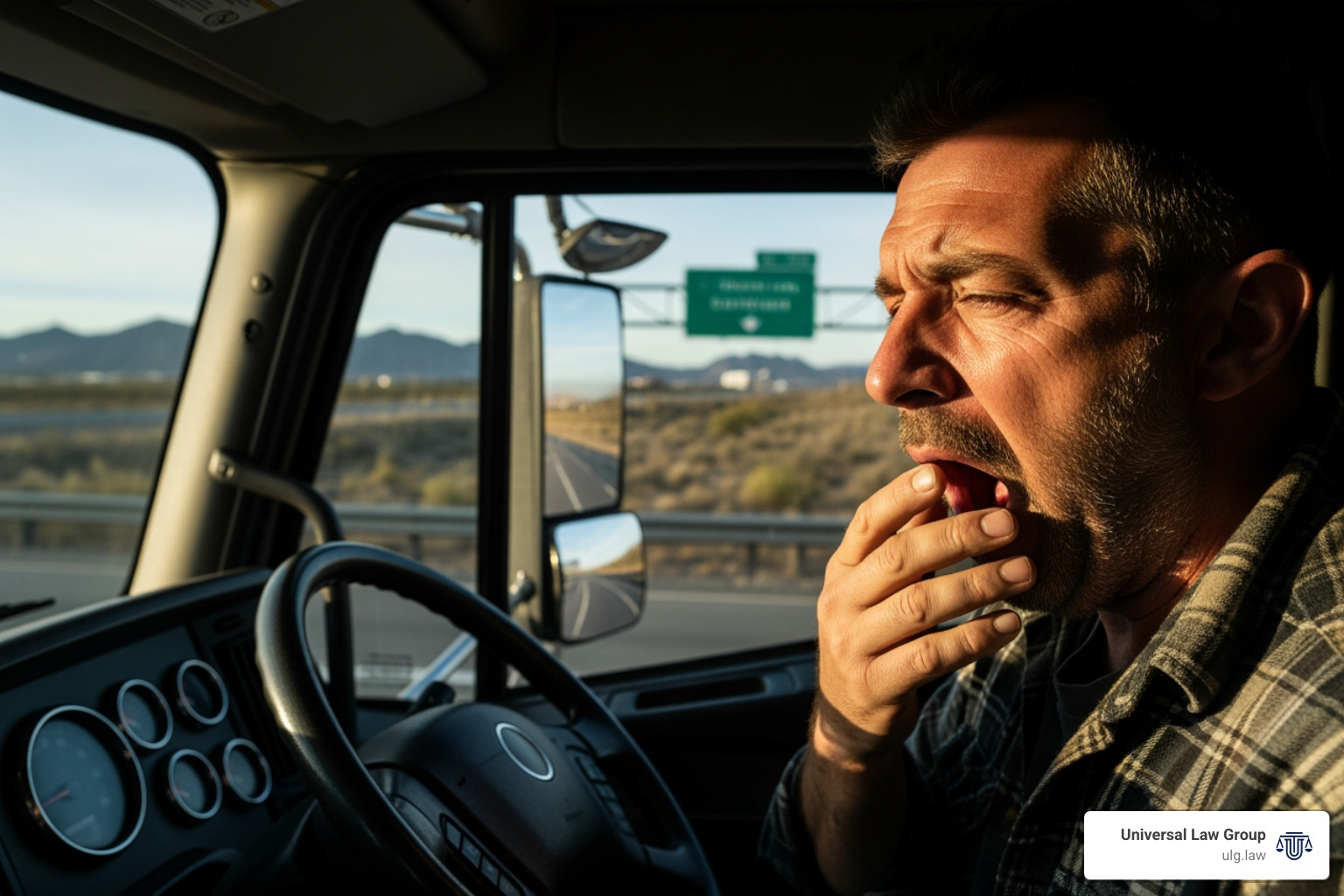 tired truck driver at the wheel - causes of truck accidents
