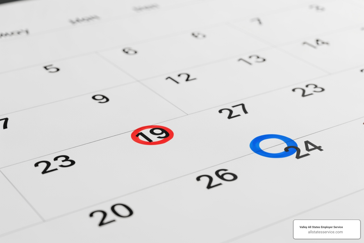 a calendar highlighting the 3-day and 90-day I-9 deadlines - what i 9 documents do i need