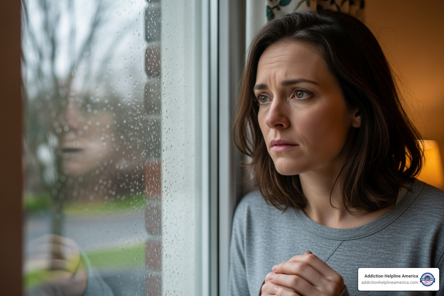 Stressed family member looking out a window - Addiction help for families