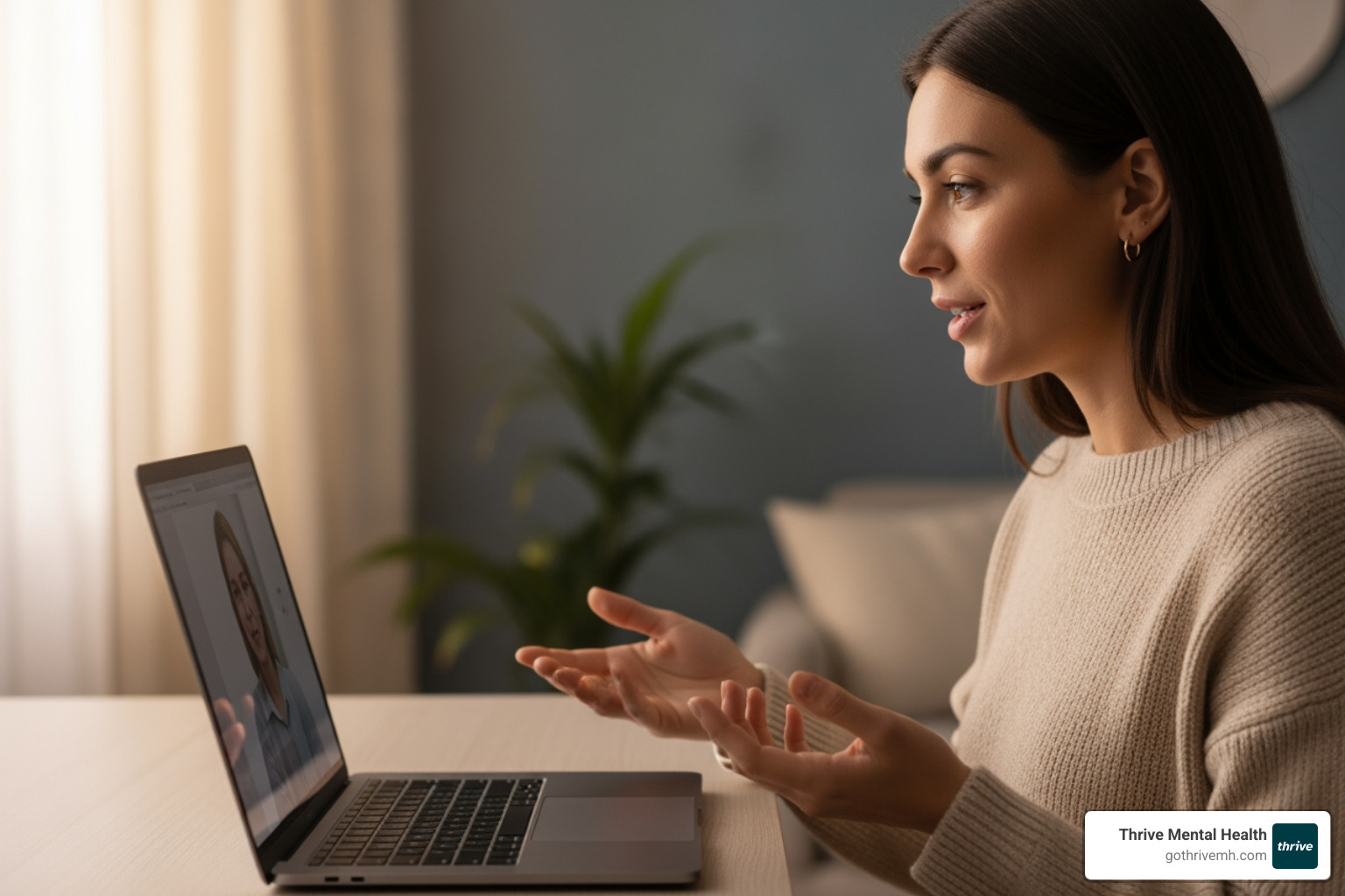 Person using a laptop for an online therapy session, focusing on privacy and connection - Which leading mental health treatment platforms offer flexible adult care?