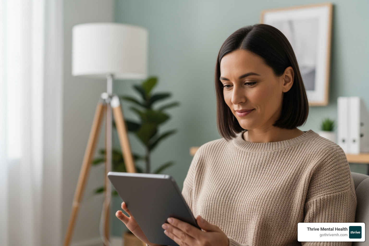 Person in a secure virtual therapy session on tablet, showing private, comprehensive care - Which leading platforms offer comprehensive mental health treatment?