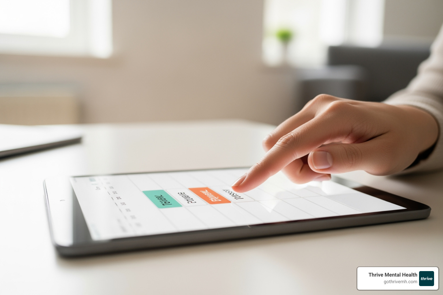 A person's hand highlighting a therapy session scheduled in the evening on a digital calendar, symbolizing flexible IOP scheduling and personalized treatment planning. - Which intensive outpatient programs offer flexible scheduling?
