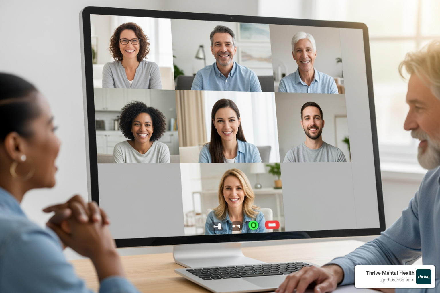 Diverse group in a virtual evening therapy session. - Which premier intensive outpatient programs offer evening schedules?