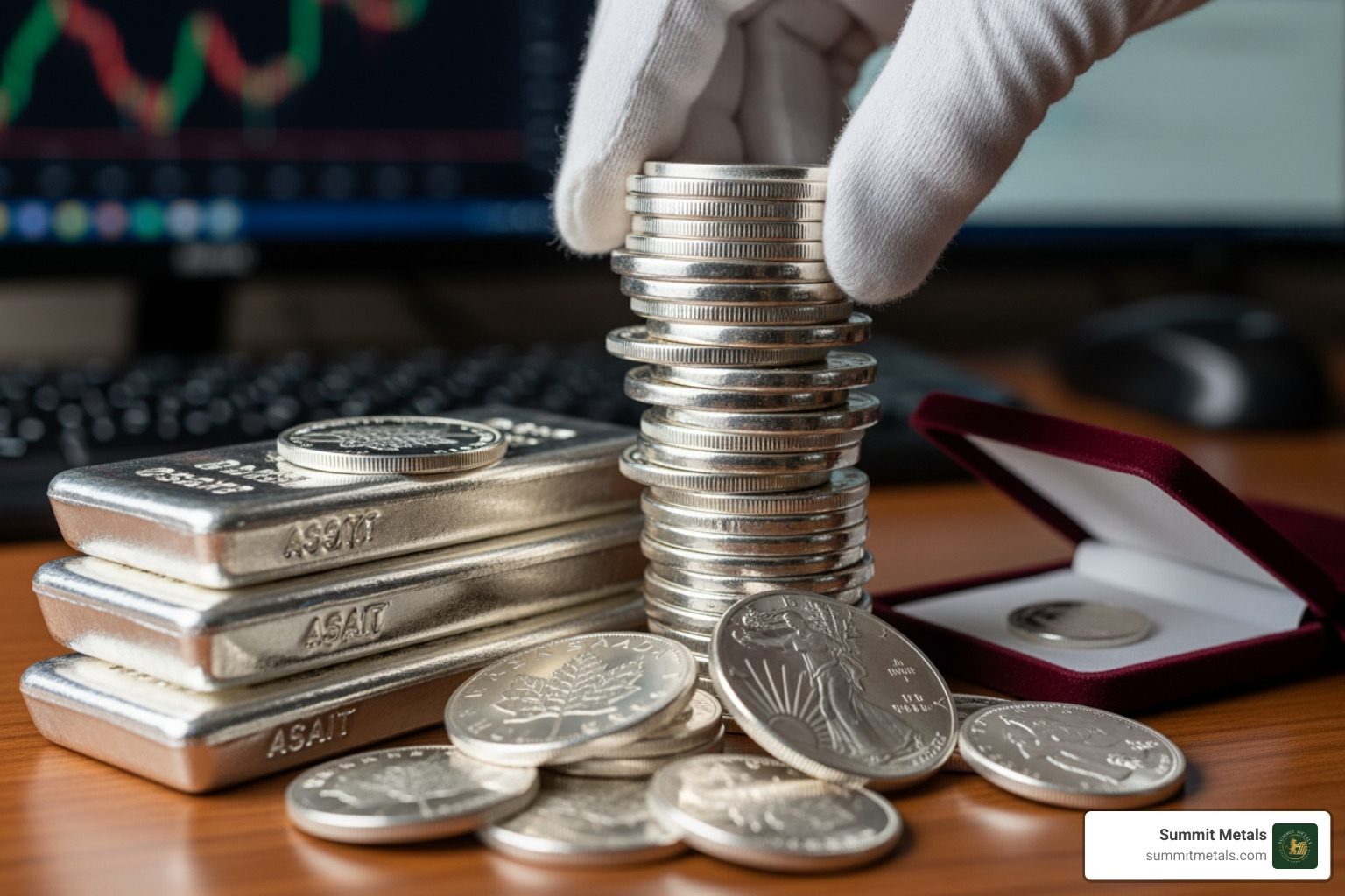 person browsing online silver dealer website - online silver dealer