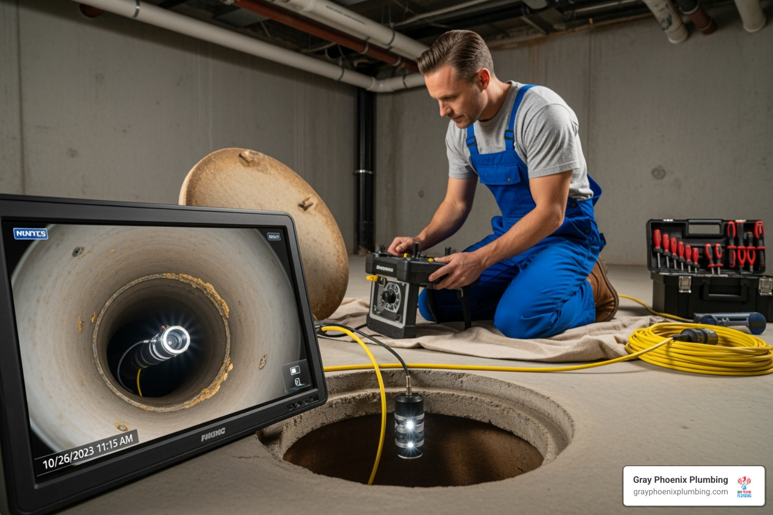 a plumber using a video camera for sewer inspection - littleton plumbing repair a plumber using a video camera for sewer inspection - littleton plumbing repair