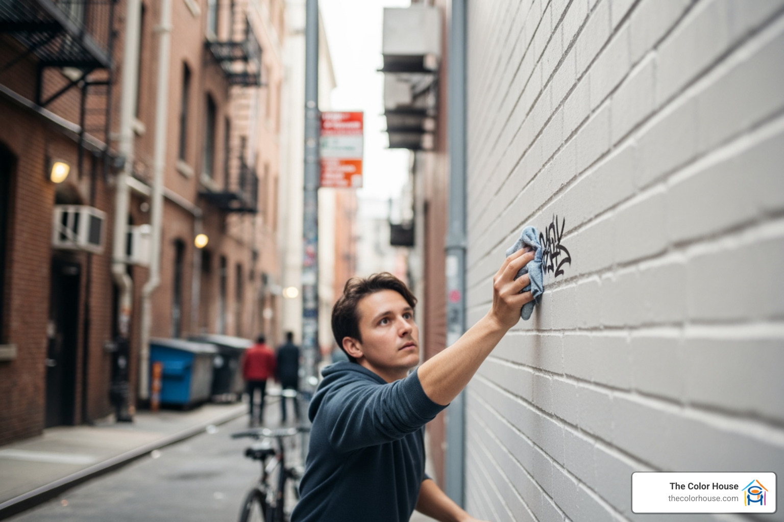 clean wall in an urban area, demonstrating an anti-graffiti coating - commercial paint coatings
