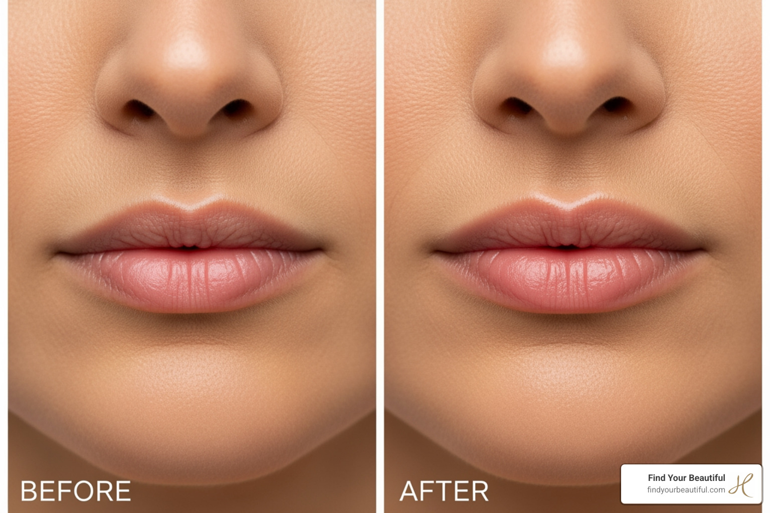 before and after lip fillers showing subtle, natural improvement - lip fillers san antonio
