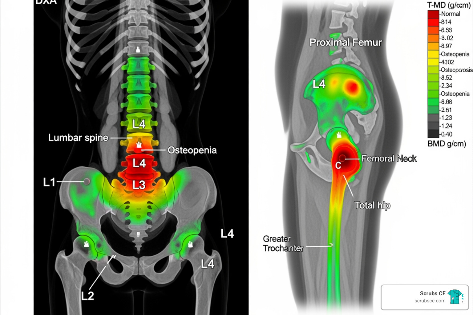 DXA scan of the lumbar spine and proximal femur - Bone densitometry CE DXA scan of the lumbar spine and proximal femur - Bone densitometry CE