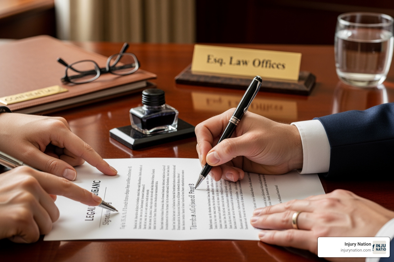 person signing a legal document in a lawyer's office - how to file malpractice
