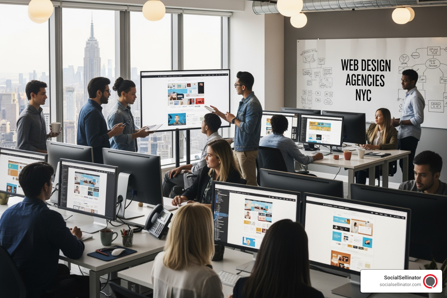 Dashboard showing website analytics and growth charts - web design agencies nyc