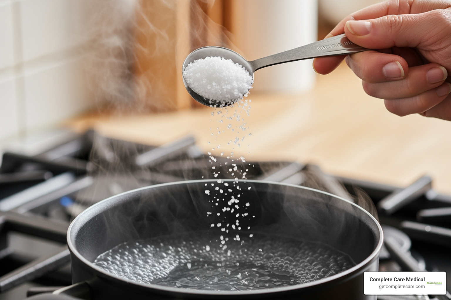 person measuring sodium chloride into distilled water on a clean surface - 0.9% saline solution person measuring sodium chloride into distilled water on a clean surface - 0.9% saline solution