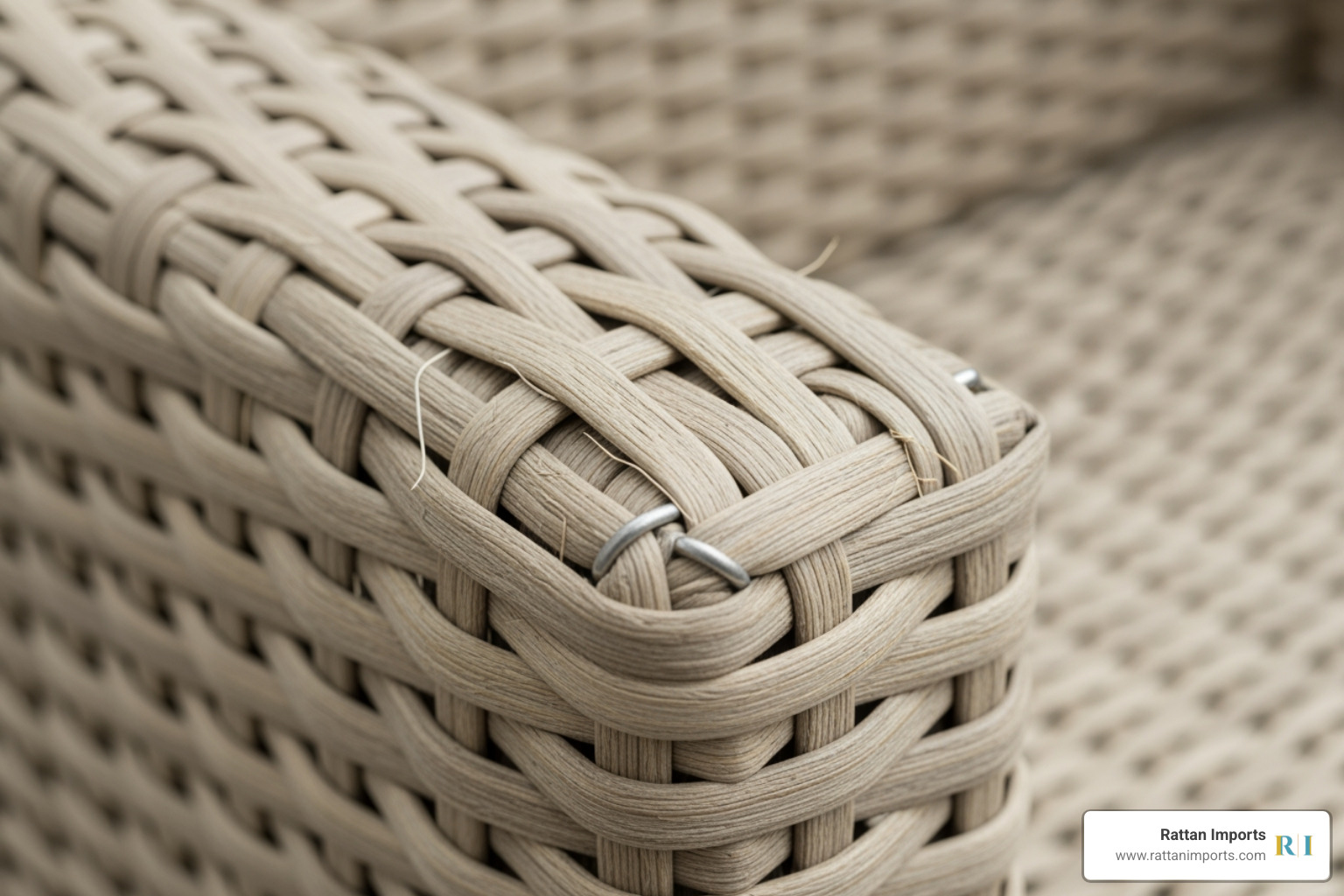 Image of a close-up shot showcasing the intricate Lloyd Loom weave on a piece of Reflections furniture. - lloyd flanders reflections ottoman