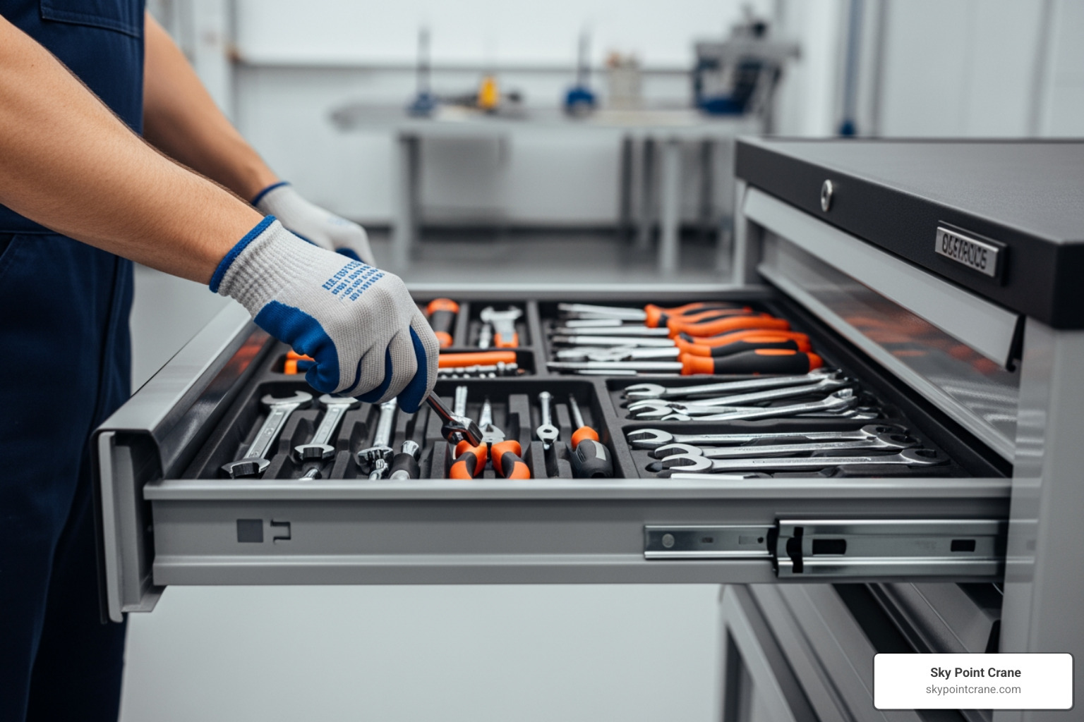 worker finding tool in organized drawer - industrial tool storage solutions
