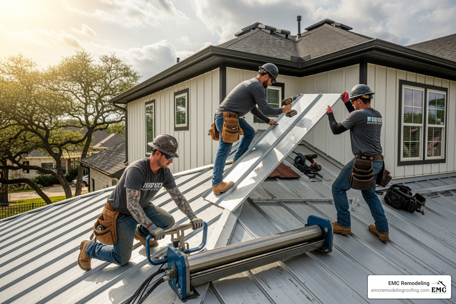 A range of metal roof colors and profiles - metal roofing contractors near me georgetown tx