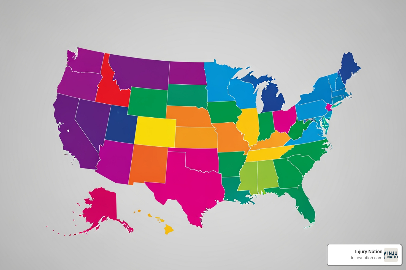 Map of the United States highlighting states with different types of no-fault insurance systems - No fault state