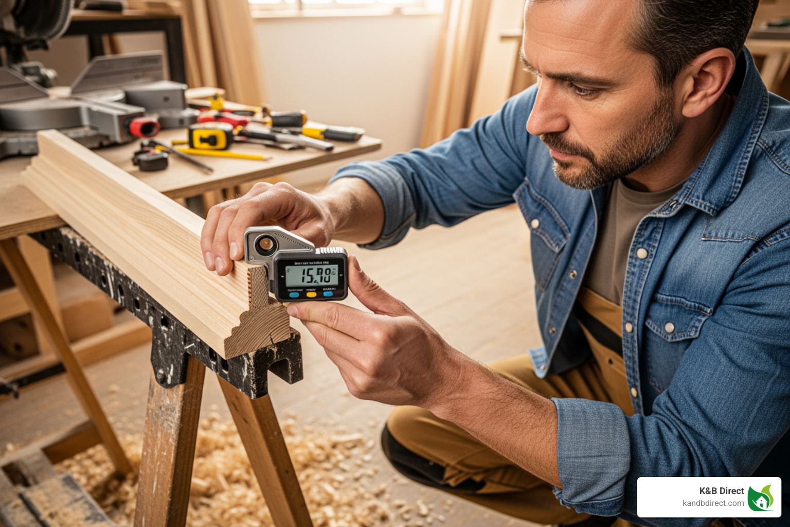 carpenter measuring angles for a transition cut - baseboard stairs trim transition
