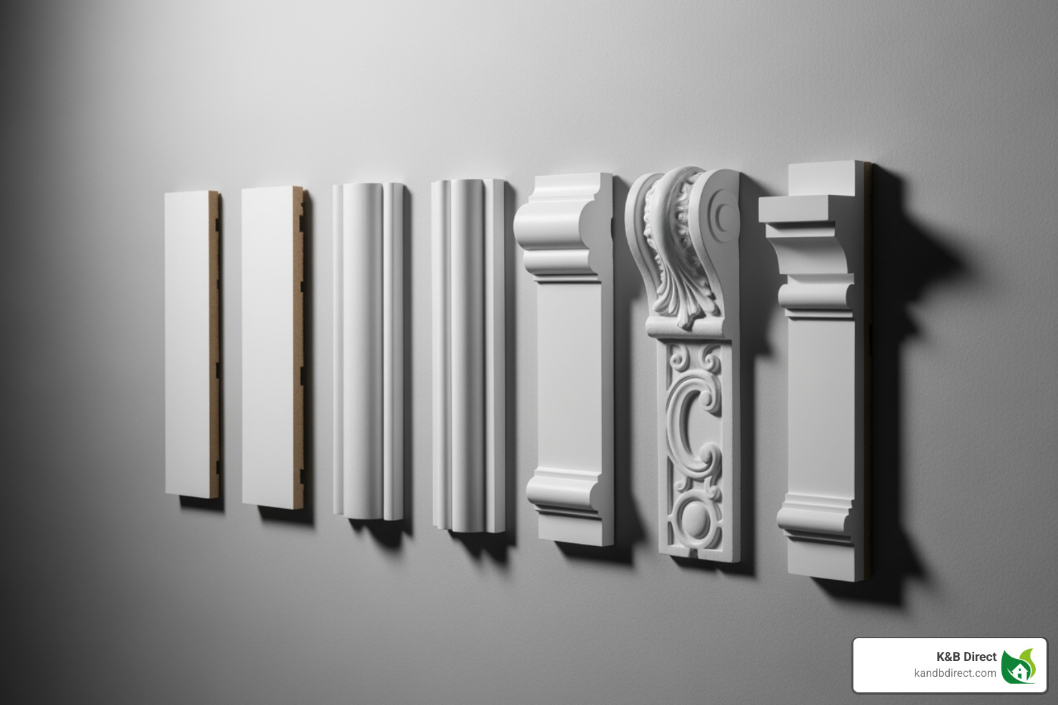 different baseboard profiles side-by-side (e.g., Flat, Rounded, Sculpted) - Molding and Baseboards