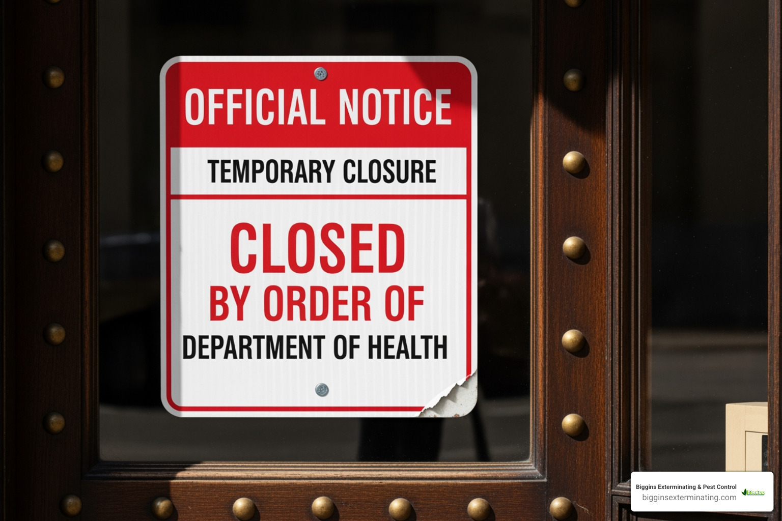 Health department closure sign - massachusetts pest control