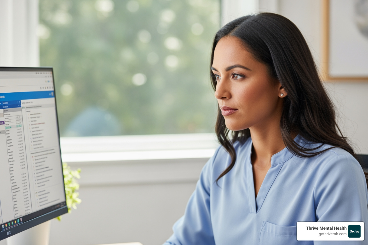 medical biller reviewing codes on a computer - h0035