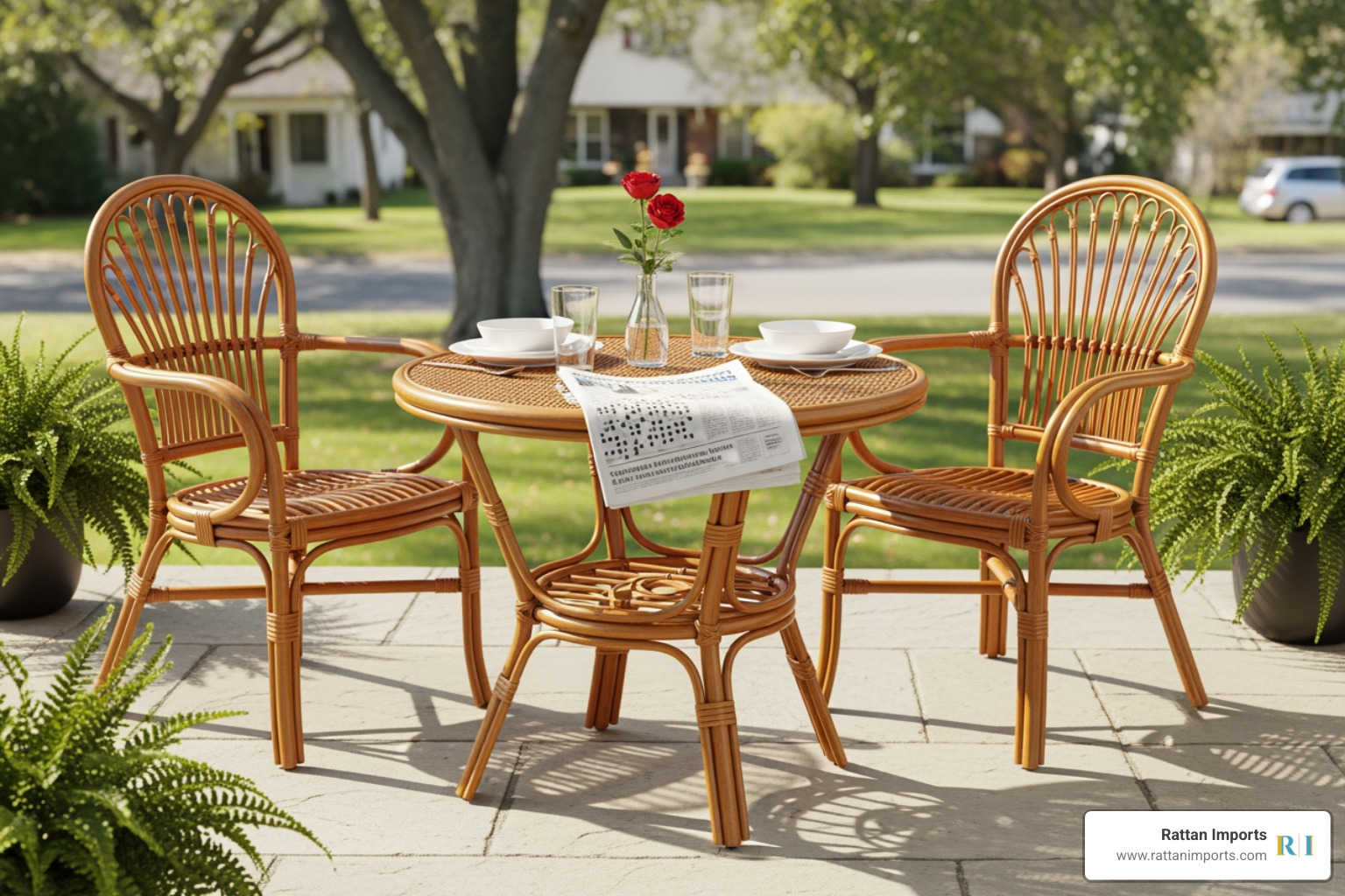 classic rattan bistro set - small outdoor dining