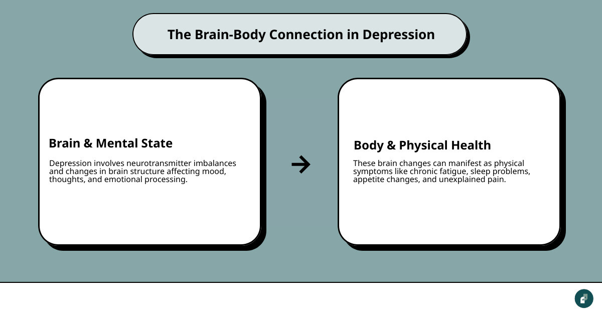 illustration of the connection between the brain and body - Depression