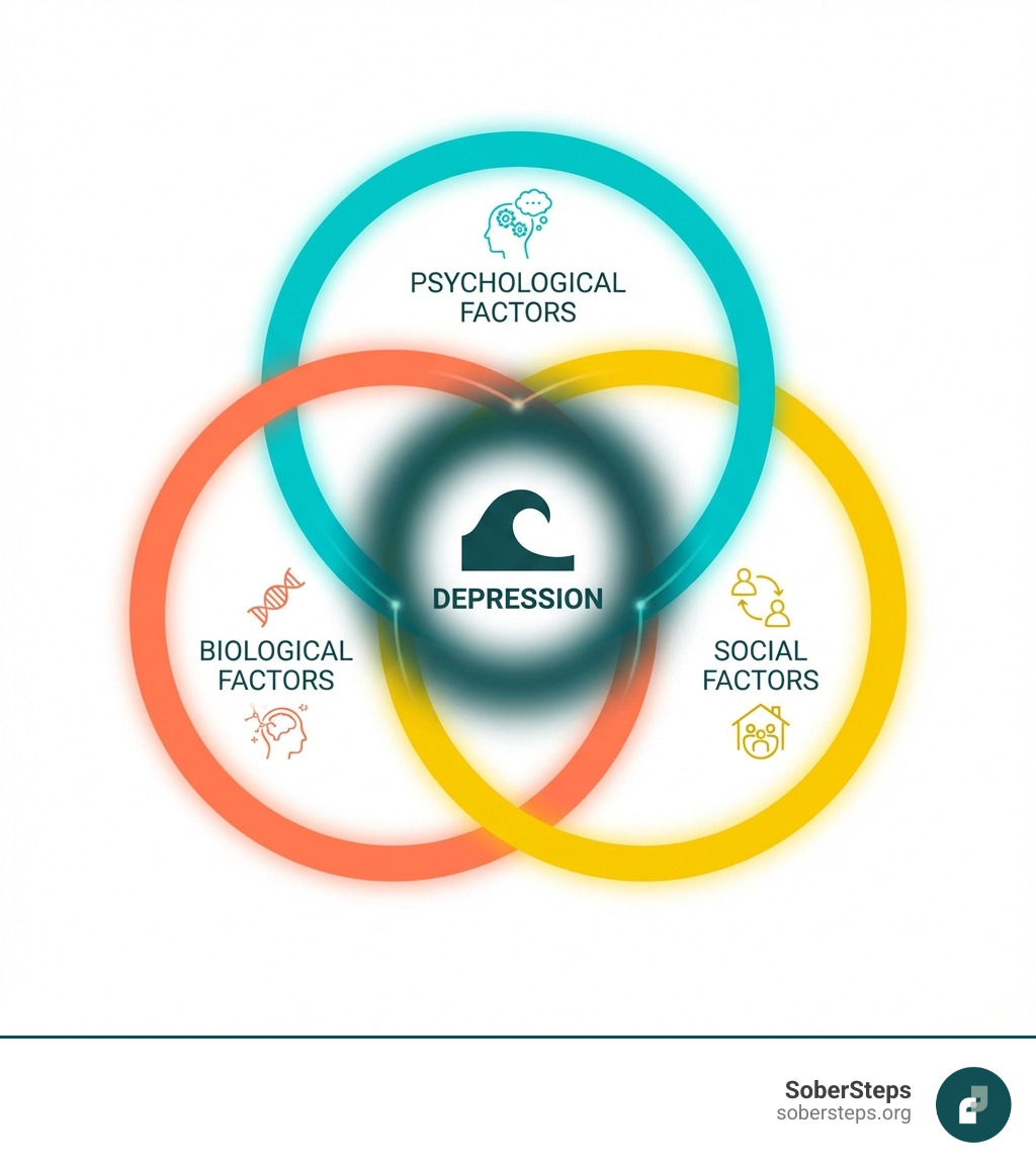 diagram showing the interplay of biological, psychological, and social factors - Depression