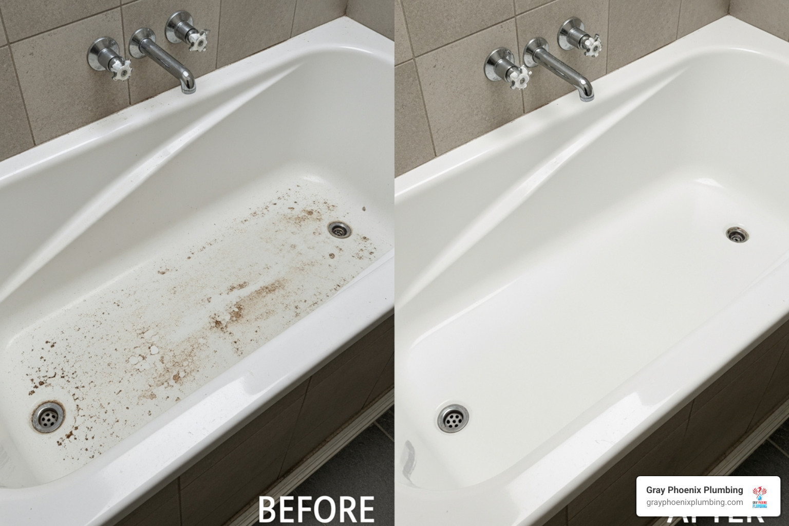 before-and-after of a refinished bathtub - Bathtub repair Littleton before-and-after of a refinished bathtub - Bathtub repair Littleton