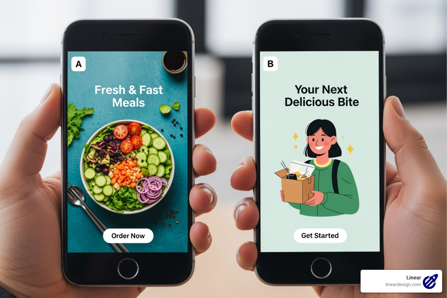 A/B testing different ad creatives on a phone screen - facebook ad conversion rate