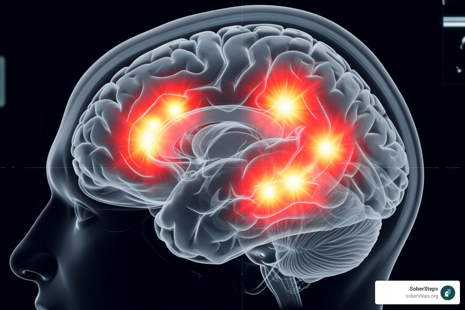 Brain scan highlighting the amygdala and prefrontal cortex, showing areas of activity - Borderline Personality Disorder (BPD)