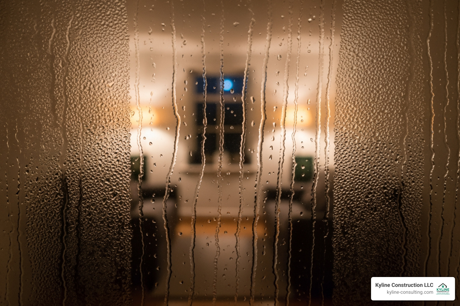 Image of a window with condensation, illustrating poor insulation - window replacement cost columbus ohio