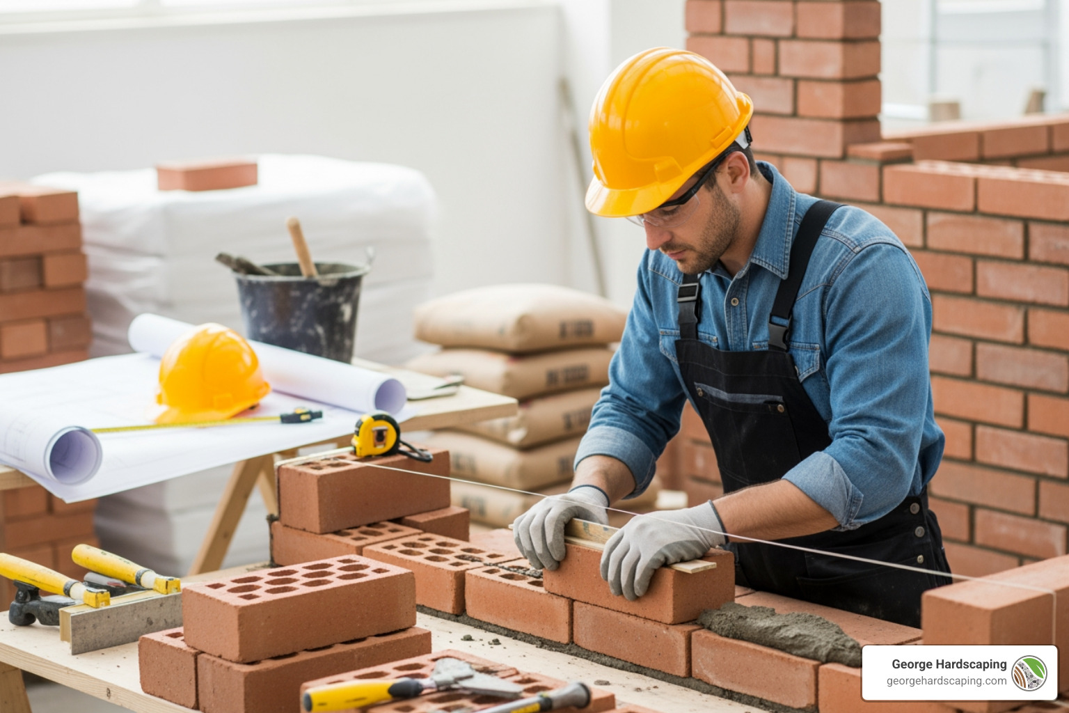 A stunning home exterior featuring intricate brickwork and a stone entryway, highlighting increased curb appeal - Licensed masonry contractor