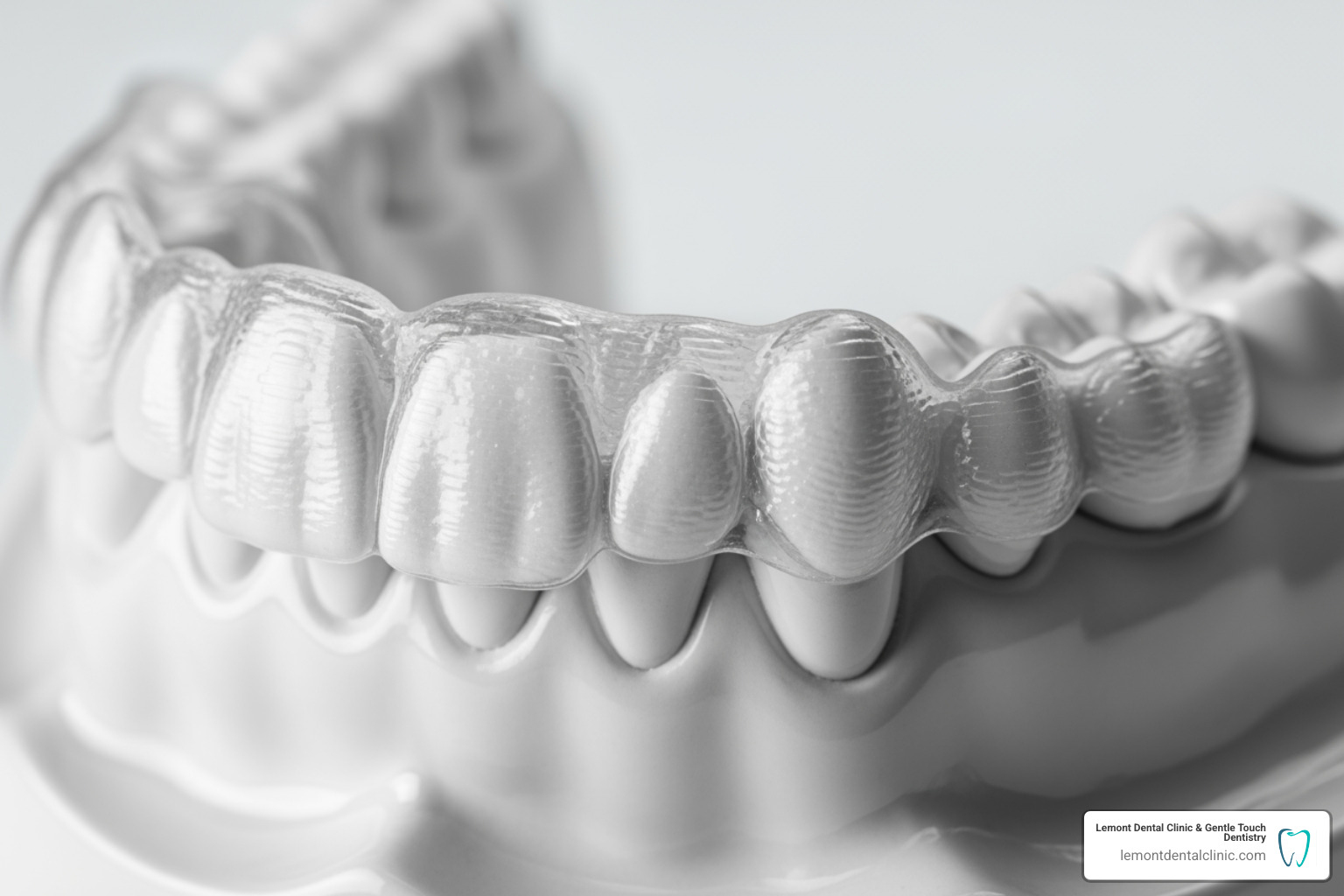 clear aligner tray on a model of teeth - clear teeth aligners