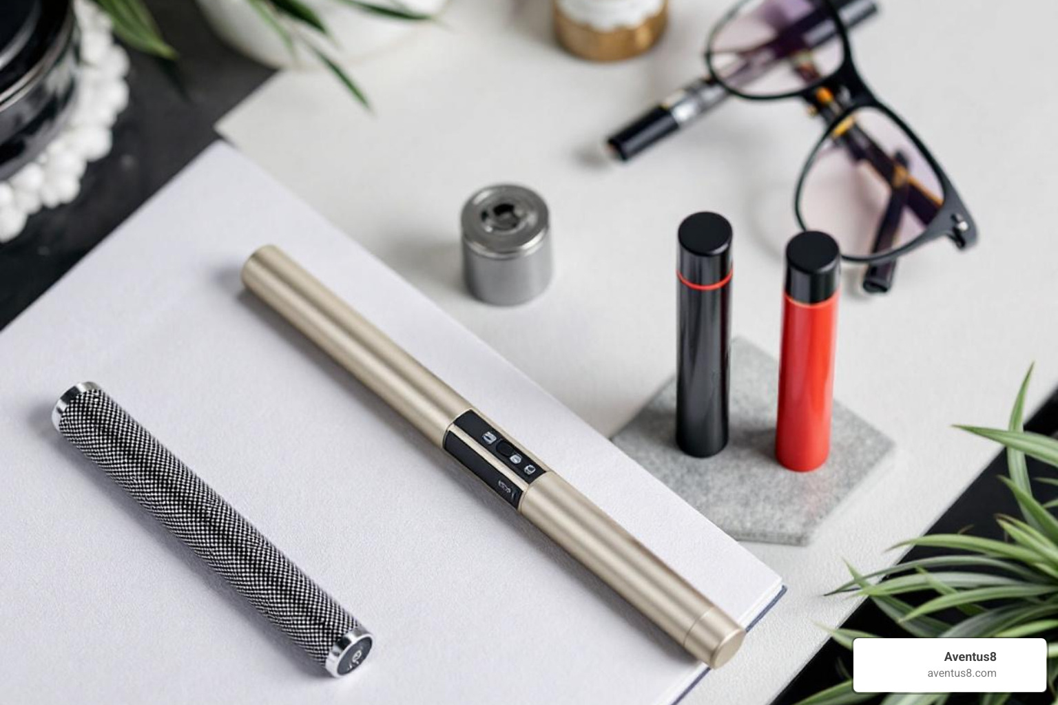 collection of modern, stylish disposable vape pens - strongest THC disposable vape
