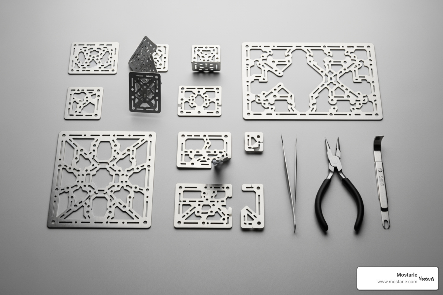 flat metal sheets and assembly tools - 3d metal puzzles dragon