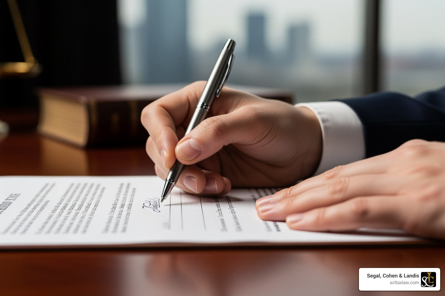 document being signed, symbolizing resolution - tax debt lawyer