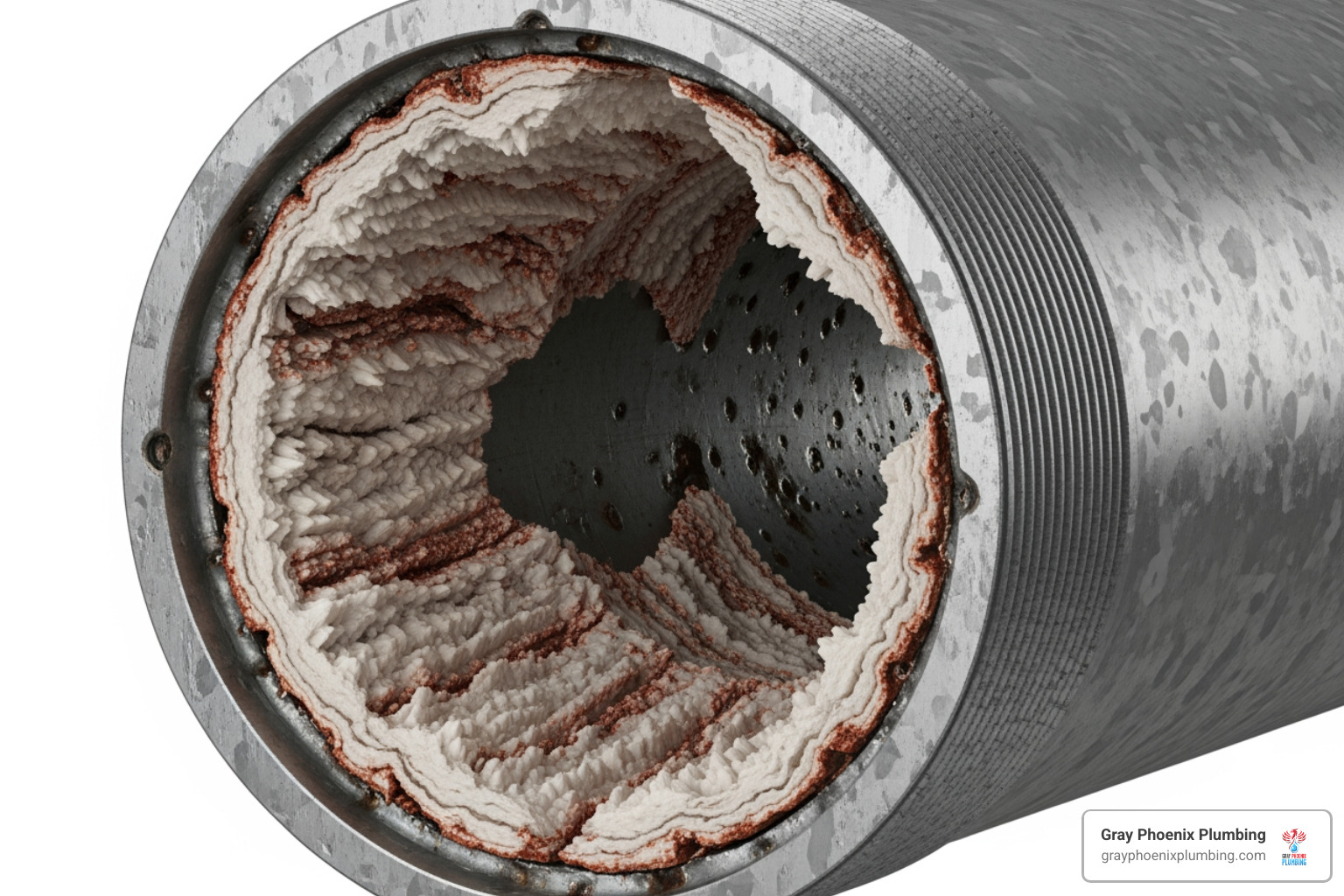 pipe cross-section showing heavy mineral scale buildup - denver plumbing repair service pipe cross-section showing heavy mineral scale buildup - denver plumbing repair service