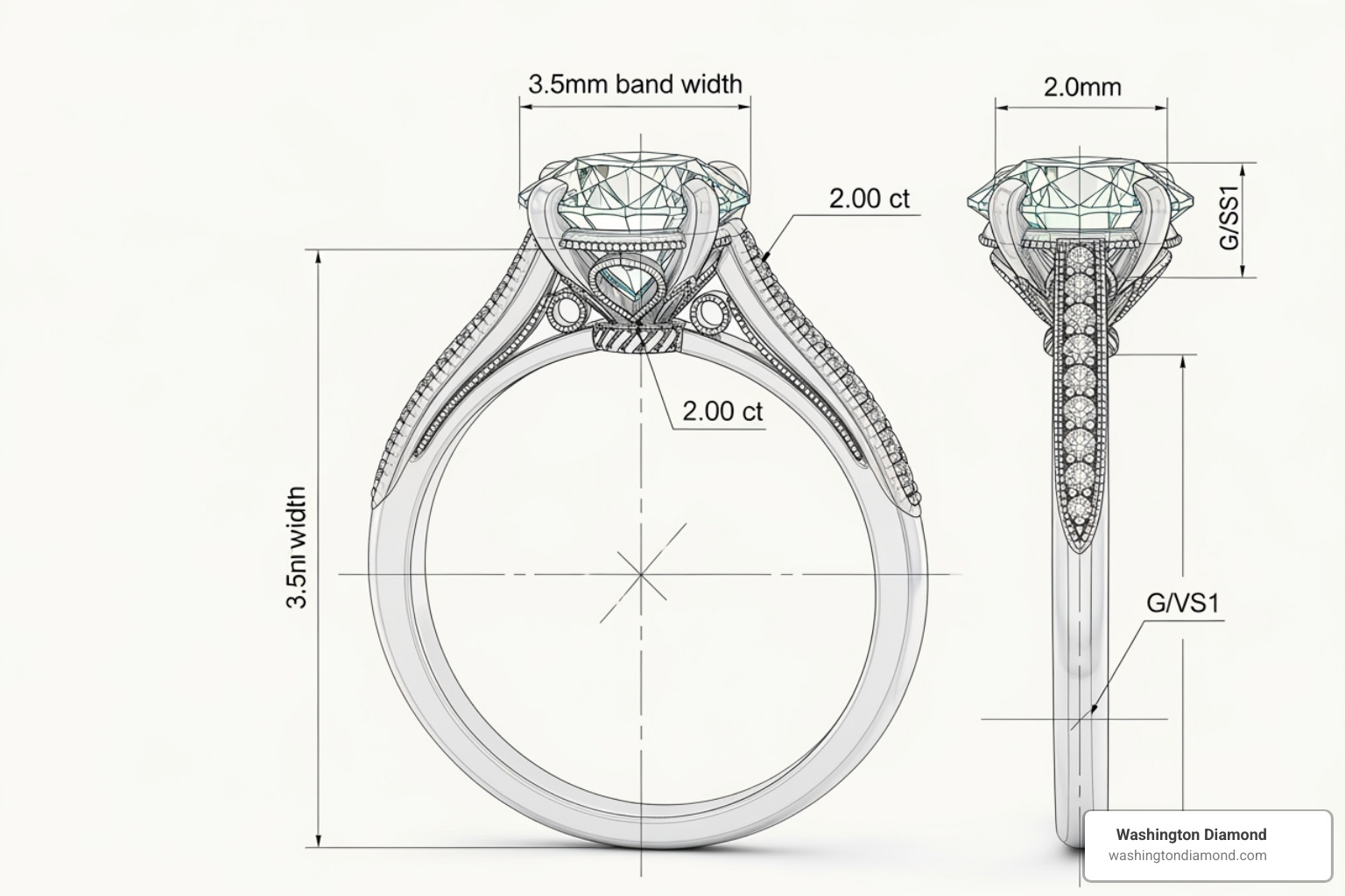 CAD rendering of an engagement ring - custom engagement rings