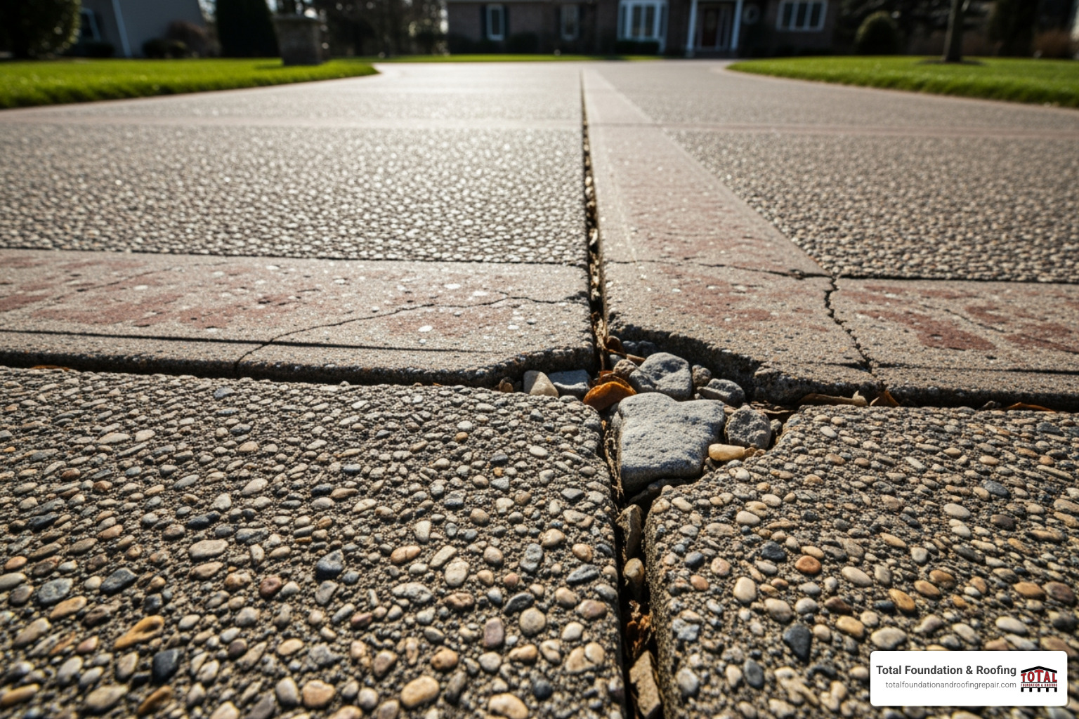 cracked exposed aggregate concrete driveway - best aggregate crack filler